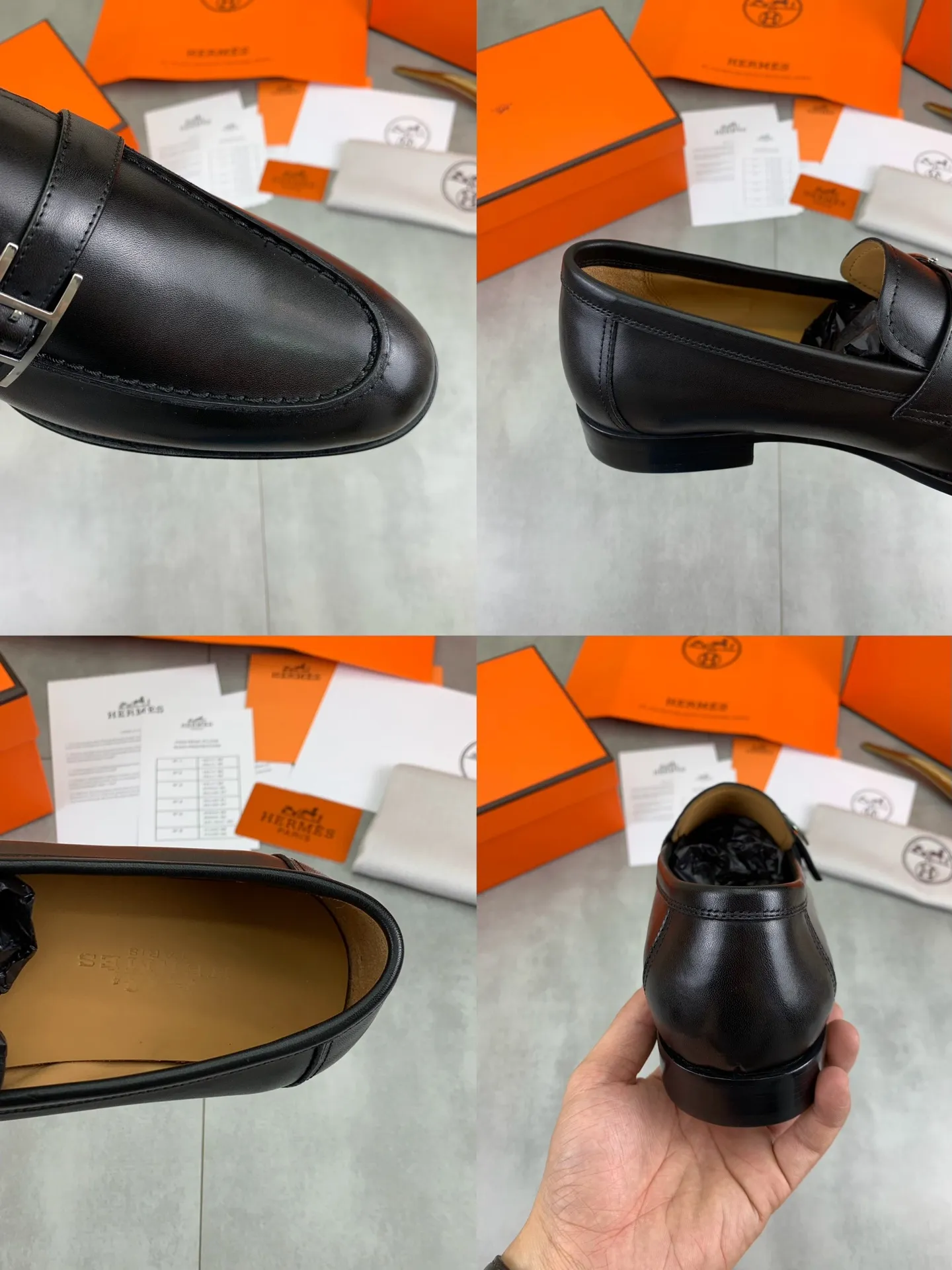Factory price P980 💰💎💎💎 Original genuine leather outsole Brand: Hermès Grade: Same as the official website Original quality materials: Original soft calfskin Water-dyed cowhide lining Original Italian genuine leather outsole Style categories: Men's fashion Formal casual leather shoes Slip-on men's shoes series Young fashion European and American trends British style Code number: 39-45 (38.46 can be customized)
